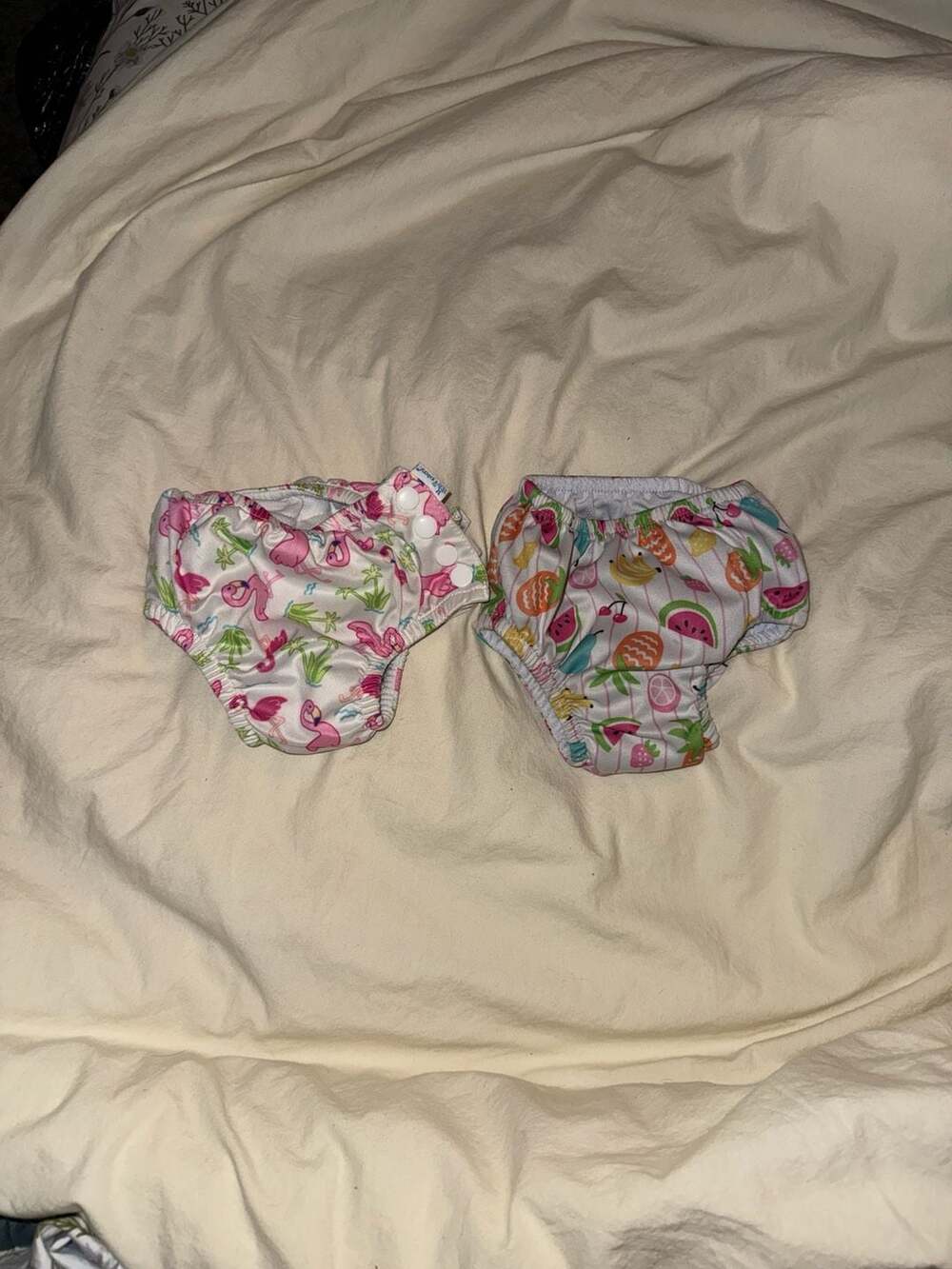i play. Baby Reusable Swim Diapers Set of 2 Flamingo & Fruit Prints Size 6 Month
